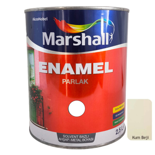 Marshall Enamel Sentetik Parlak Yağlı Boya 2.5 Lt  Kum Beji