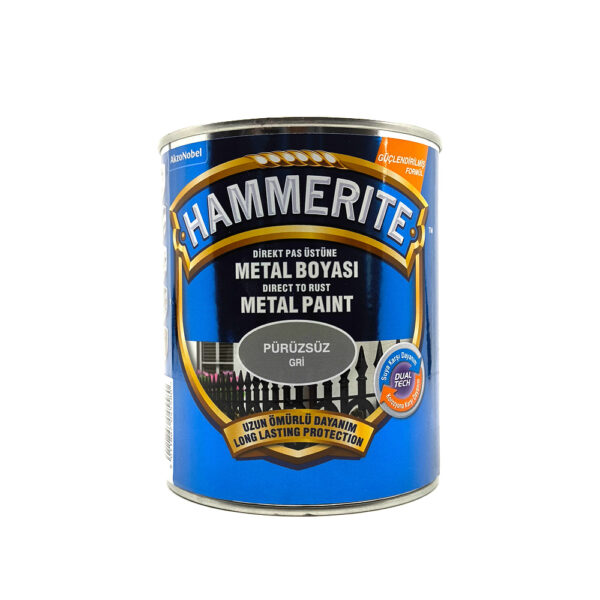 Hammerite Direkt Pas Üstüne Metal Boyası 0,75 Lt Pürüzsüz Gri