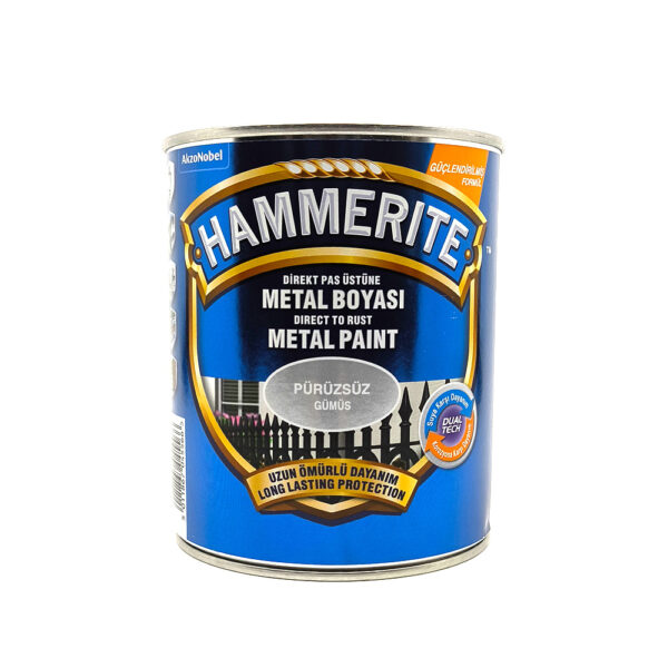 Hammerite Direkt Pas Üstüne Metal Boyası 0,75 Lt Pürüzsüz Gümüş