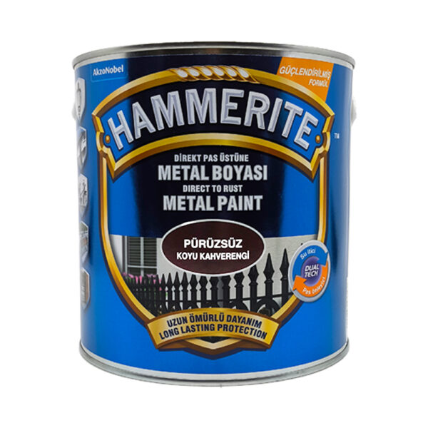 Hammerite Direkt Pas Üstüne Metal Boyası 2.5 Lt Pürüzsüz Koyu Kahve