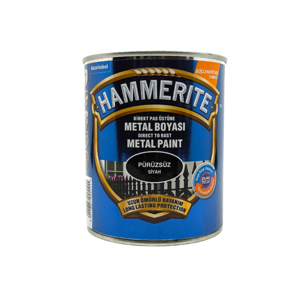 Hammerite Direkt Pas Üstüne Metal Boyası 0,75 Lt Pürüzsüz Siyah