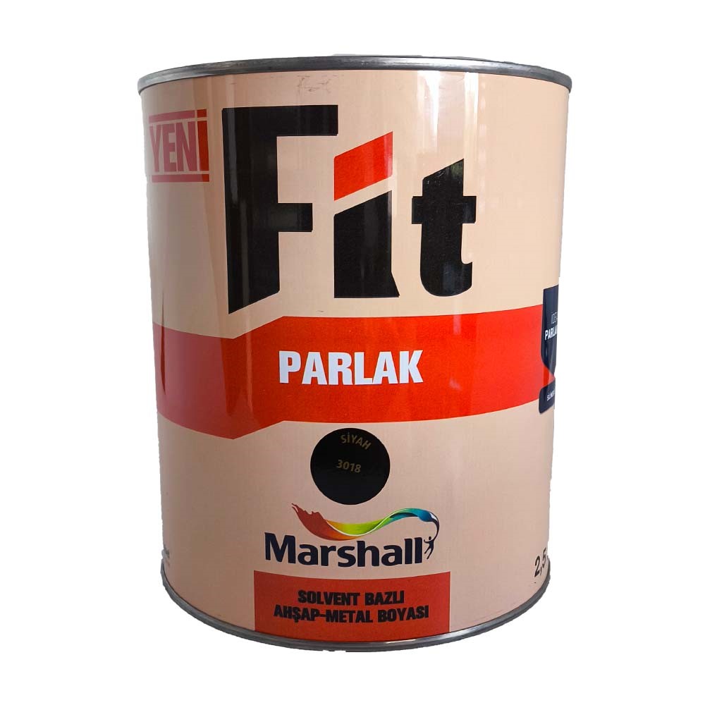 Siyah-Jpg66A4A.jpg Marshall Fi̇t Parlak Sentetik Yağlı Boya 2.5 Lt Siyah - Görsel 1