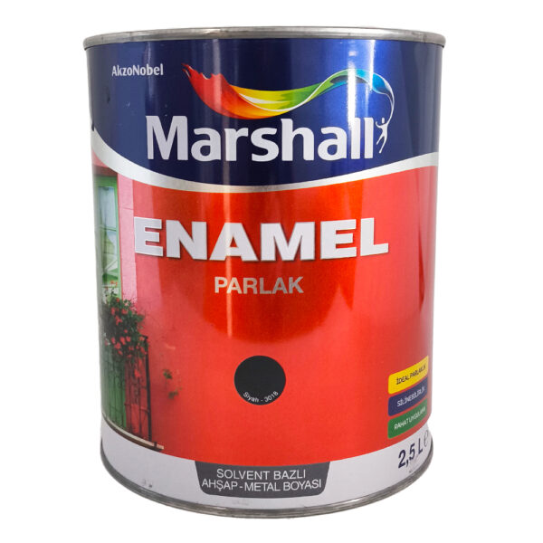 Marshall Enamel Sentetik Parlak Yağlı Boya 2.5 Lt Siyah
