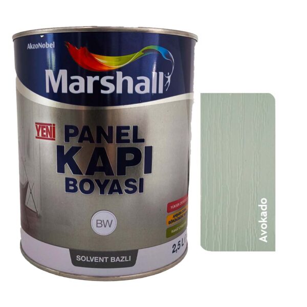 Marshall Solvent Bazlı Sentetik Panel Kapı Boyası 2.5 Lt Avokado