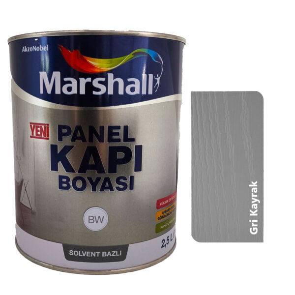 Marshall Solvent Bazlı Sentetik Panel Kapı Boyası 2.5 Lt Gri Kayrak