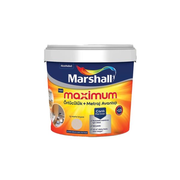 Marshall Maximum İpek Mat Silikonlu İç Cephe Boyası 2.5 Lt İpeksi Beyaz 9001