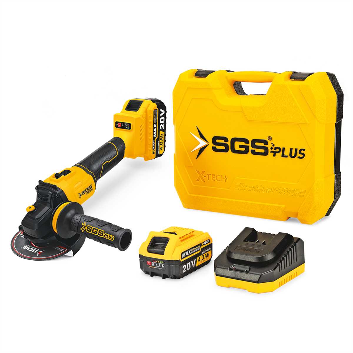 2954Sgs5510-2-Jpg.jpg Sgs 5510 Çift Akülü Kömürsüz Avuç Taşlama Makinası 20 Volt 4 Amper - Görsel 1