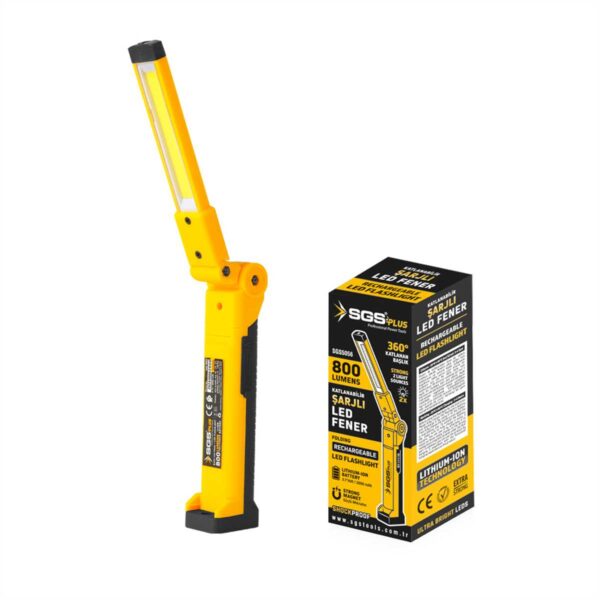 Sgs Şarjlı Led Katlanır El Feneri 800 Lümen 3,7V / 2000mAh