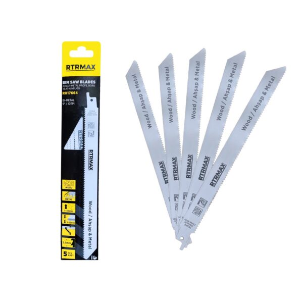 Rtrmax Rh17664 Tilki Kuyruğu Testeresi Ahşap & Metal 225mm 5'li Paket