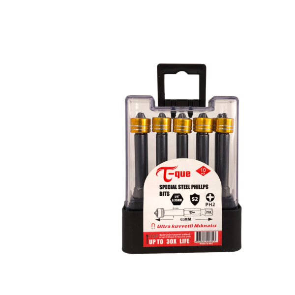 T-Que Mıknatıslı Yıldız Bits Uç PH2x65mm  10'Lu Paket