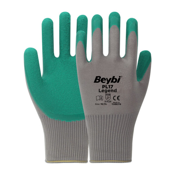 Beybi PL17 Legend Polyester Örme Lateks Eldiven No:10 / 1 Çift