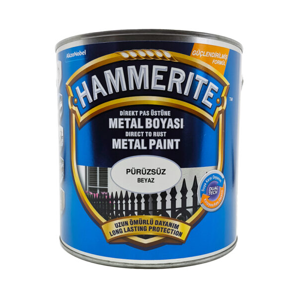 Hammerite Direkt Pas Üstüne Metal Boyası 2.5 Lt Pürüzsüz Beyaz