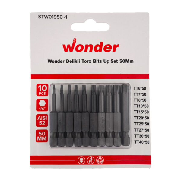 Wonder 50mm Torx / Tork Allen Bits Uç Seti 10 Parça