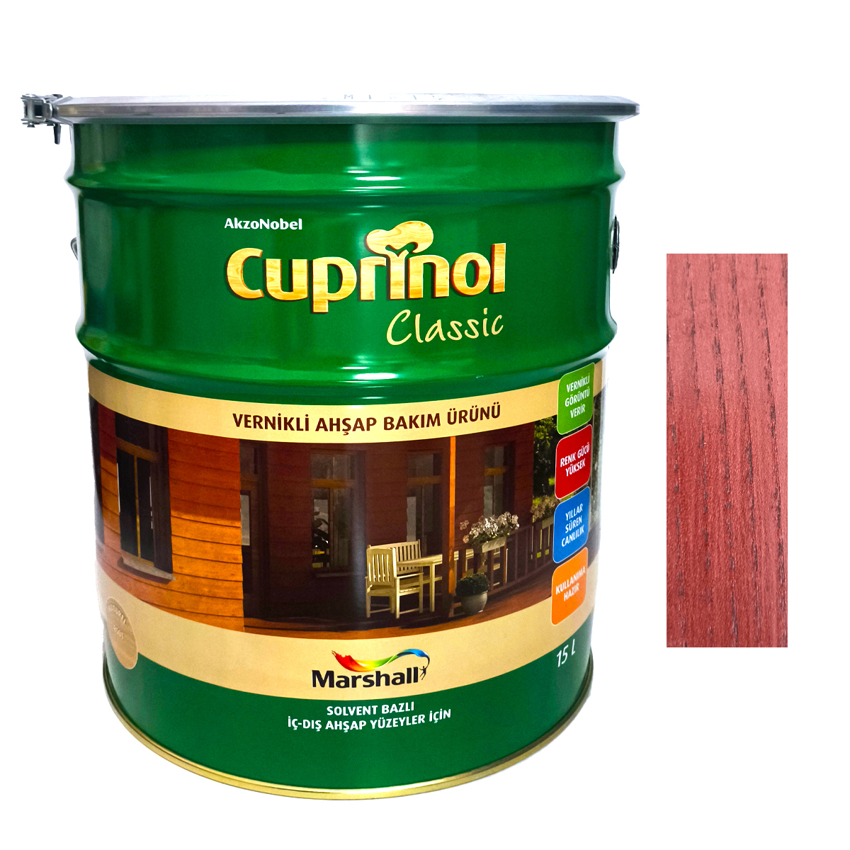 Acikmaun15Lt-1.Jpg Cuprinol Classic Vernikli Ahşap Koruyucu 15 Lt Açık Maun - Görsel 1