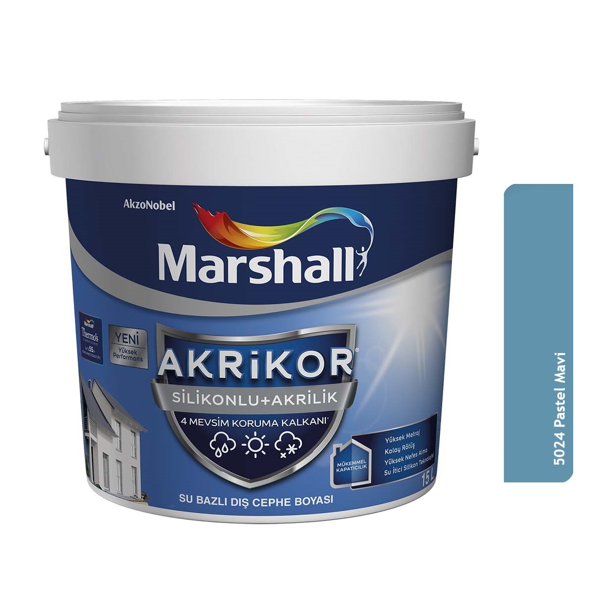 Akrikorpastelmavi-Jpg-17521401806673-1.Jpg Marshall Akrikor Silikonlu + Akrilik Dış Cephe Boyası 7,5 Lt Pastel Mavi 5024 - Görsel 1