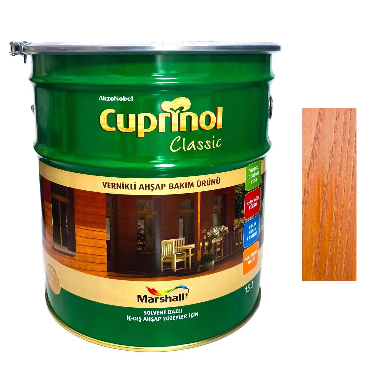Koyumese15Lt-1.Jpg Cuprinol Classic Vernikli Ahşap Koruyucu 15 Lt Koyu Meşe - Görsel 1