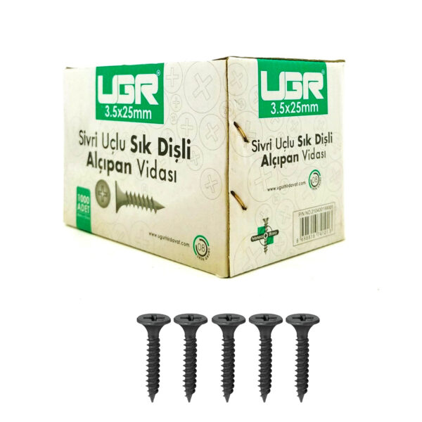 Ugr Sık Dişli Sivri Uçlu Alçıpan Vidası 3.5X25 1000 Adet