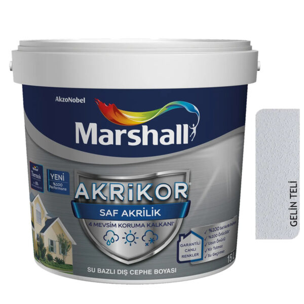 Marshall Akrikor Saf Akrilik Silikonlu Dış Cephe Boyası 2,5 Lt Gelin Teli
