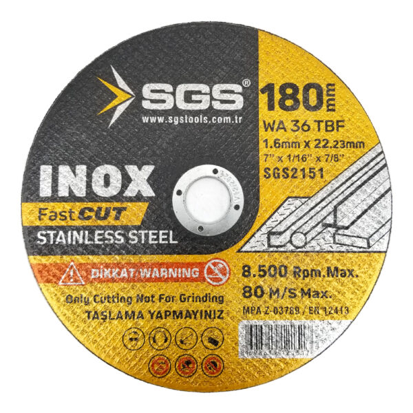 Sgs İnox Metal Kesici Taş 180×1.6  10'Lu Paket