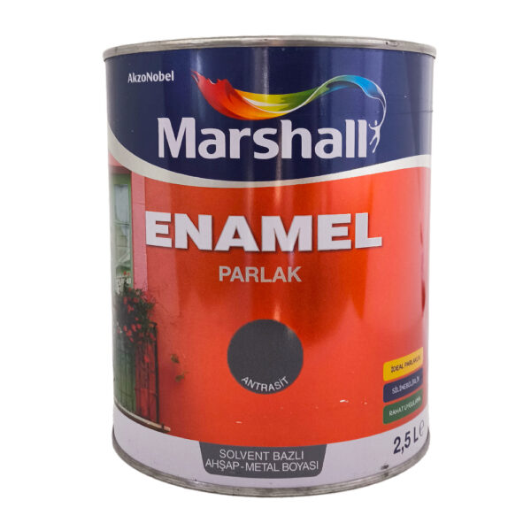 Marshall Enamel Sentetik Parlak Yağlı Boya 2.5 Lt  Antrasit Gri