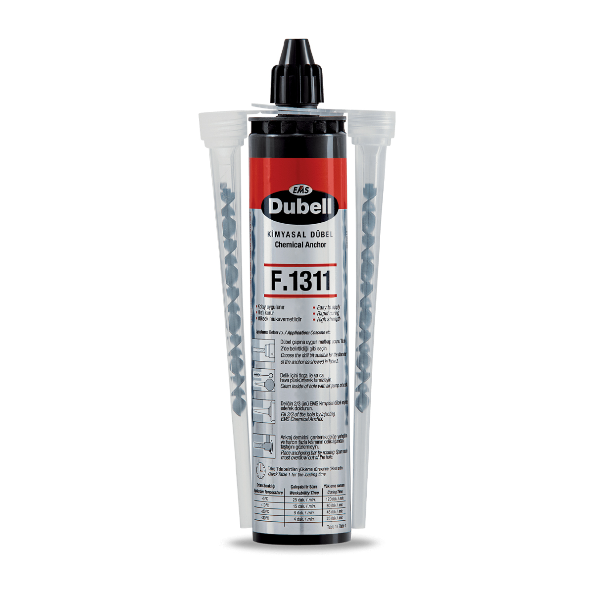 Dubel-F1311-U2Fhlju-Jpg.jpg Ems Dübell F.1311 Epoksi Kimyasal Dübel 300Ml - Görsel 1