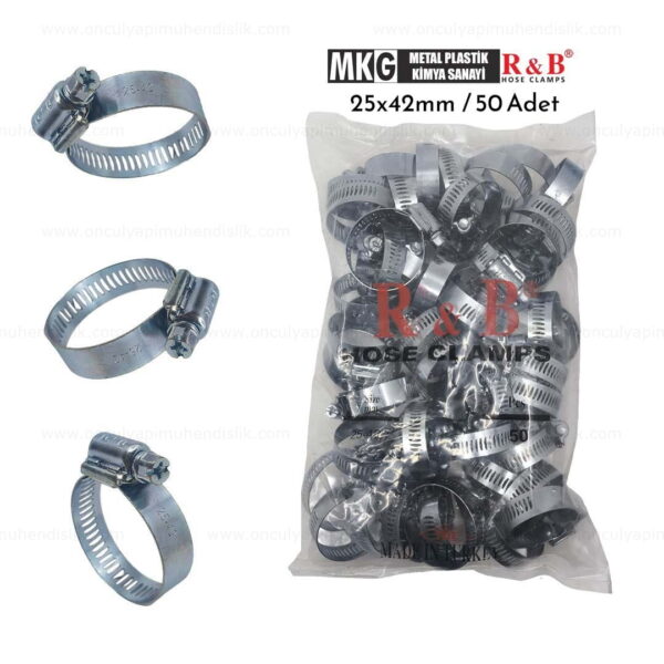 R&b Hortum Kelepçesi 25x42mm / 50 Adet