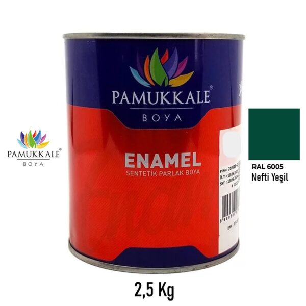 Pamukkale Enamel Parlak Sentetik Yağlı Boya Ahşap & Metal 2.5 Kg 6005 Nefti Yeşil