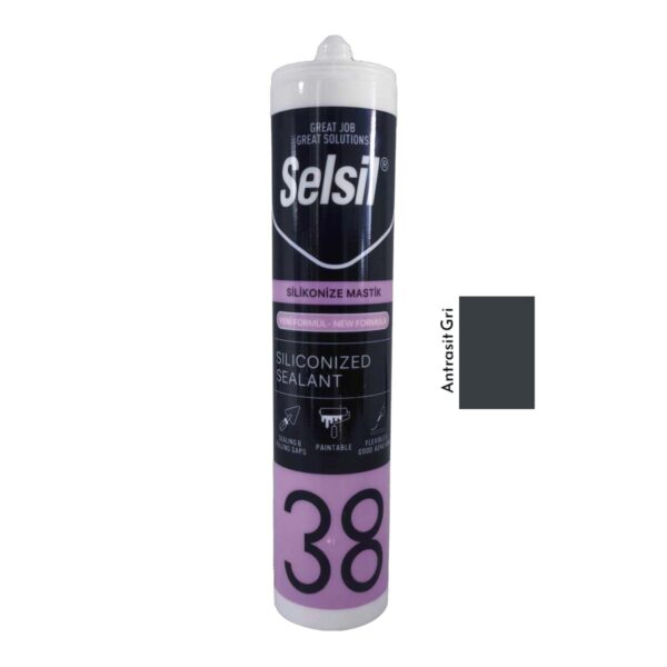 Selsil Silikonize Akrilik Mastik 500Gr.  Antrasit Gri