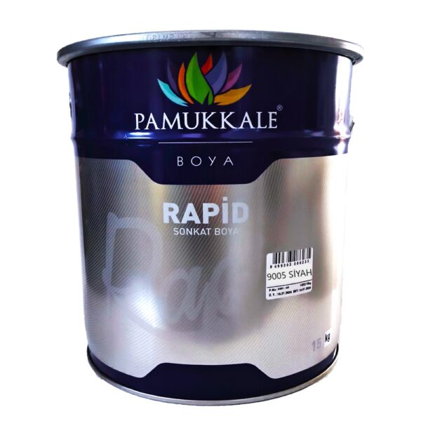 Pamukkale Rapid Hızlı Kuruyan Metal Yüzey Boya 15 Kg 9005 Parlak Siyah
