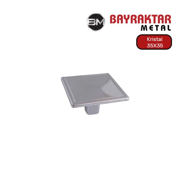 Bayraktar Kristal Düğme Kulp Krom