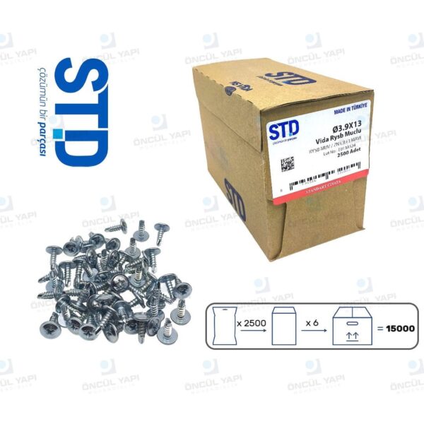STD Pul Başlı RYSB Matkap Uçlu Vida 3,9x13