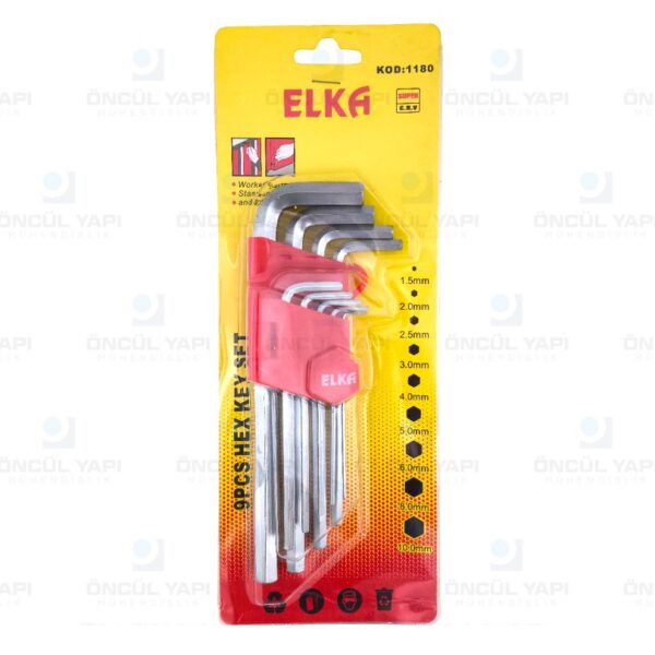 Elka  Hex Altıgen Uzun Allen Anahtar Seti  9 Parça