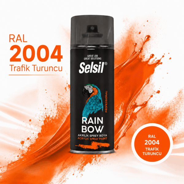 Selsil Rainbow Colors Akrilik Sprey Boya 400ml Ral 2004 Turuncu
