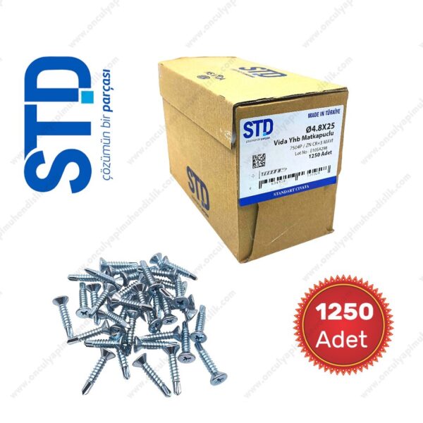 STD 4,8x25 YHB Matkap Uçlu Akıllı Vida 1250 Adet