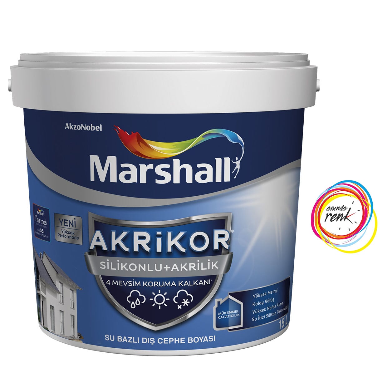 Akrikormix-1.Jpg Marshall Akrikor Silikonlu + Akrilik Dış Cephe Boyası 15 Lt - Görsel 1