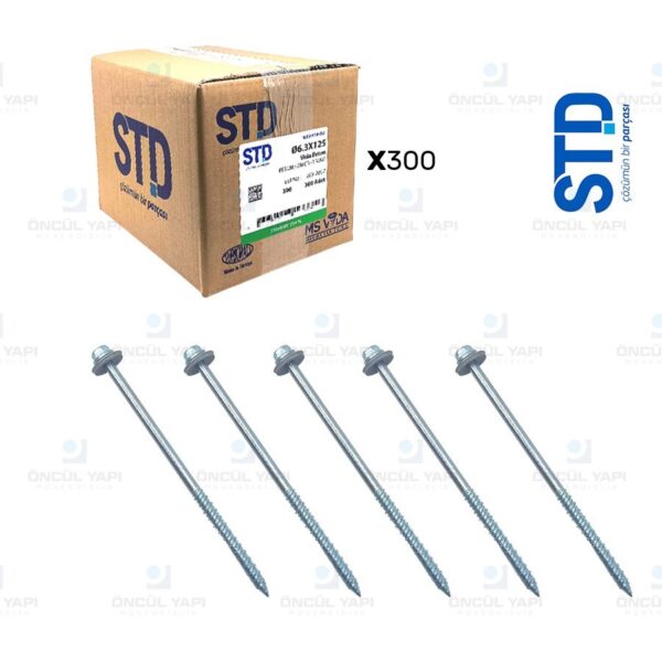 STD 6,3x125 Betofast Ahşap Beton ve Çatı Panel Vidası