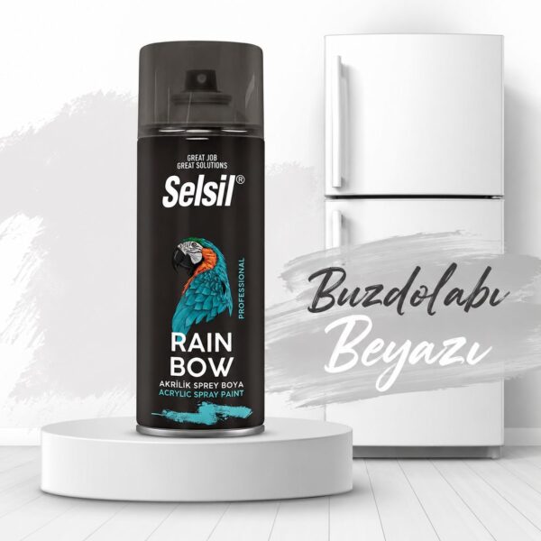 Selsil Rainbow Colors Akrilik Sprey Boya 400ml Ral9301 Buzdolabı Beyazı