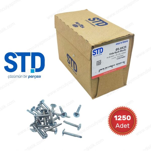 STD 3,9x25 Pul Başlı RYSB Matkap Uçlu Vida 1250 Adet