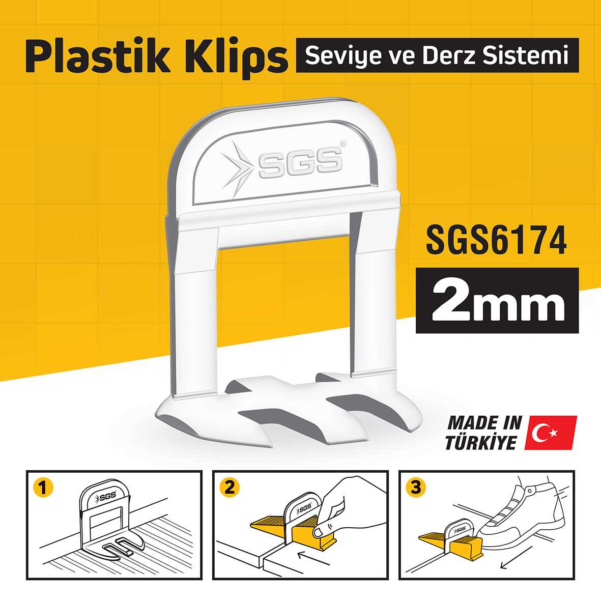 Sgs Seramik Derz Seviye Tespit Klipsi 2Mm 100'Lü Paket 1 1340Sgs6174 2