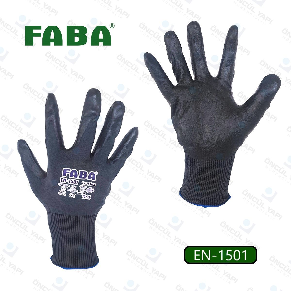 Watermarked-En1501 Faba Safety En-1501 Truflex Köpük Nitril Montaj Eldiveni No:10/Xl - Görsel 1