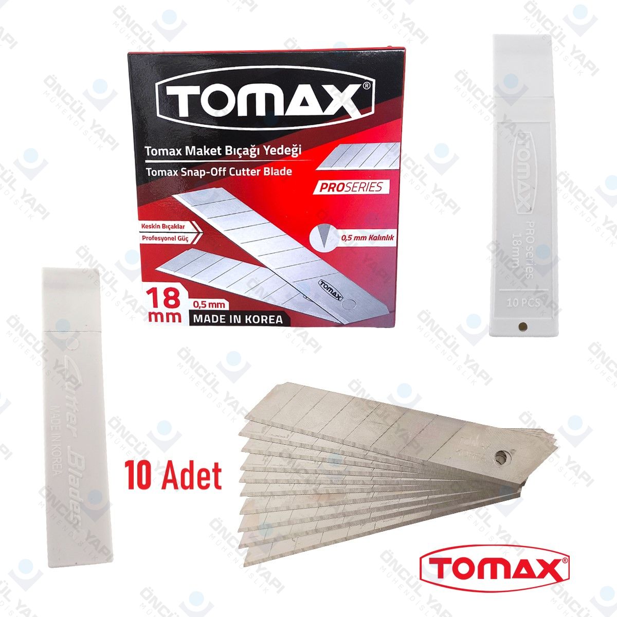 Watermarked-Tomax Mb Tomax Maket Bıçak Yedeği 0,5Mmx18Mm 10'Lu Paket - Görsel 1